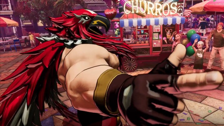 Tizoc pointing his finger during his intro in Fatal Fury City of the Wolves.