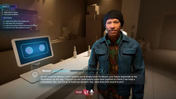 A conversation with Bloom in Ubisoft's AI tech demo.