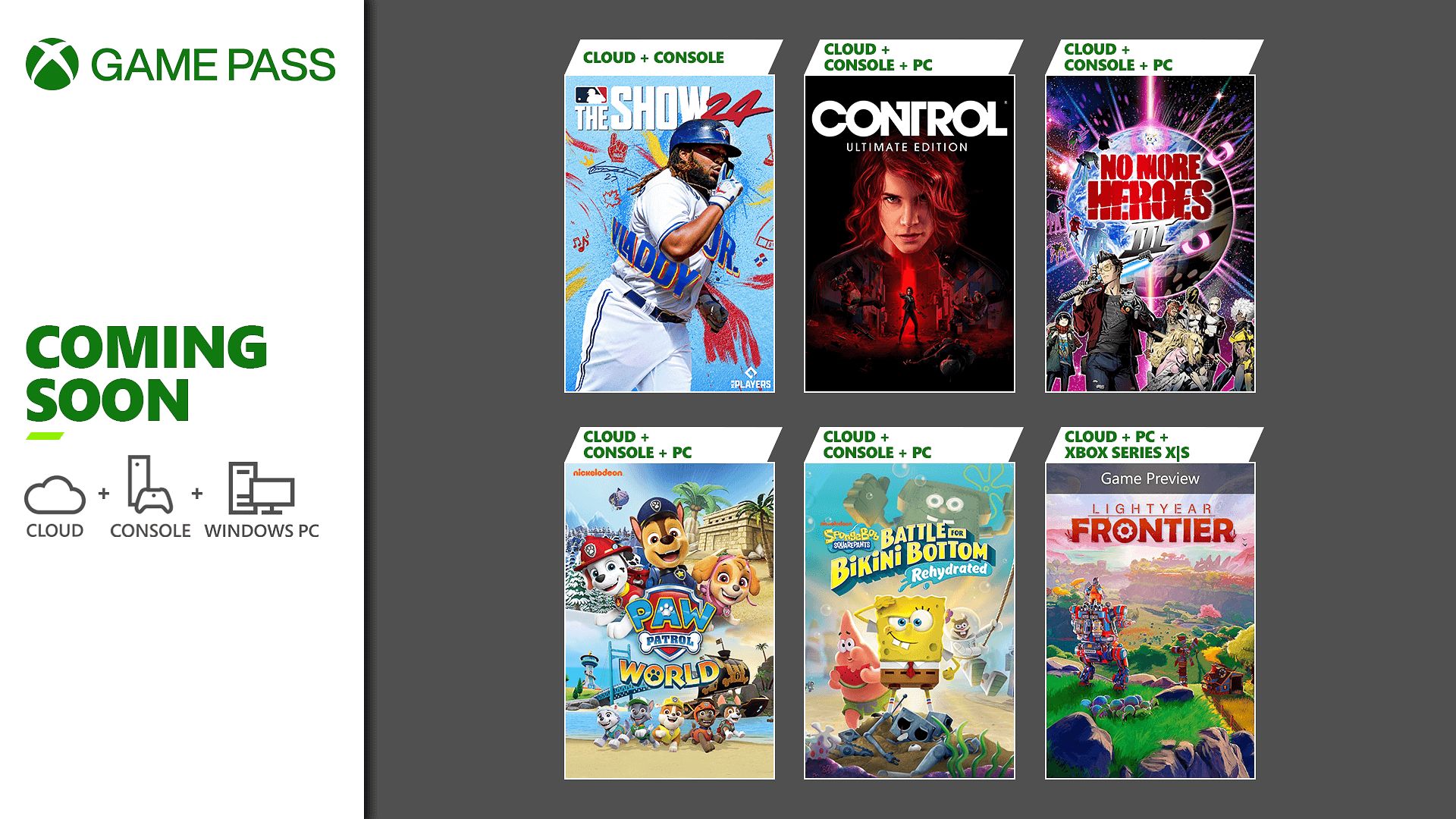 Xbox गेम पास के लिए मार्च 2024 शीर्षकों का पहला बैच क्या है, इसकी रूपरेखा बताने वाली एक छवि।