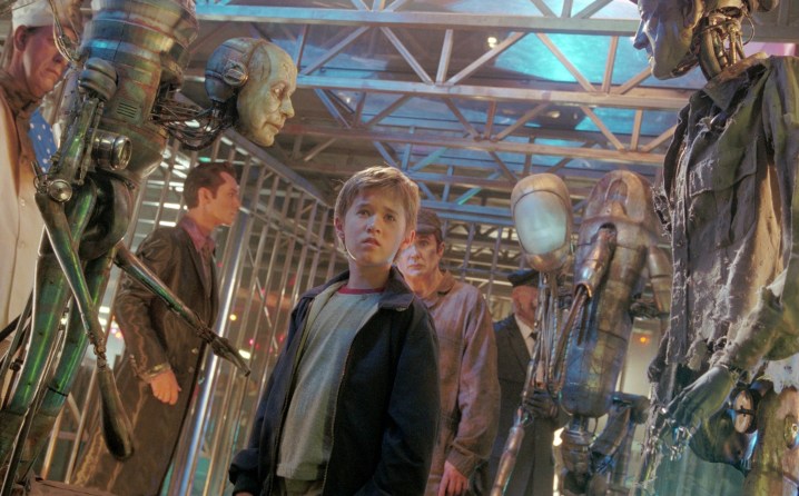 David Walks through a robot factory in AI Artificial Intelligence.