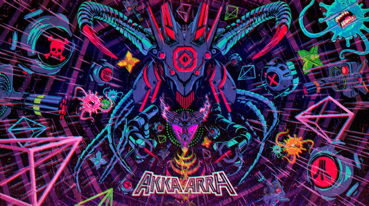 Key art for Akka Arrh shows psychedelic images.