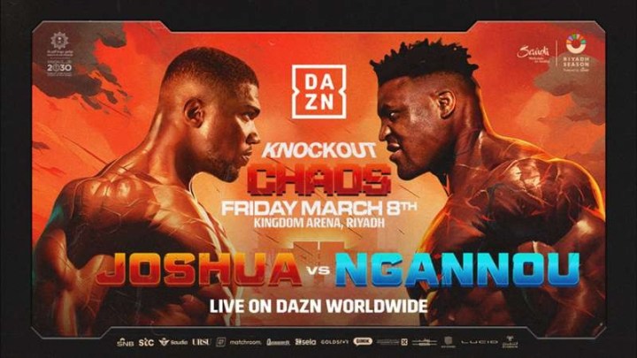Joshua and Ngannou face off on a promotional poster for Knockout Chaos.