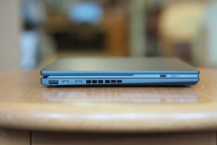 Asus Zenbook DUO 2024 left side view showing ports.