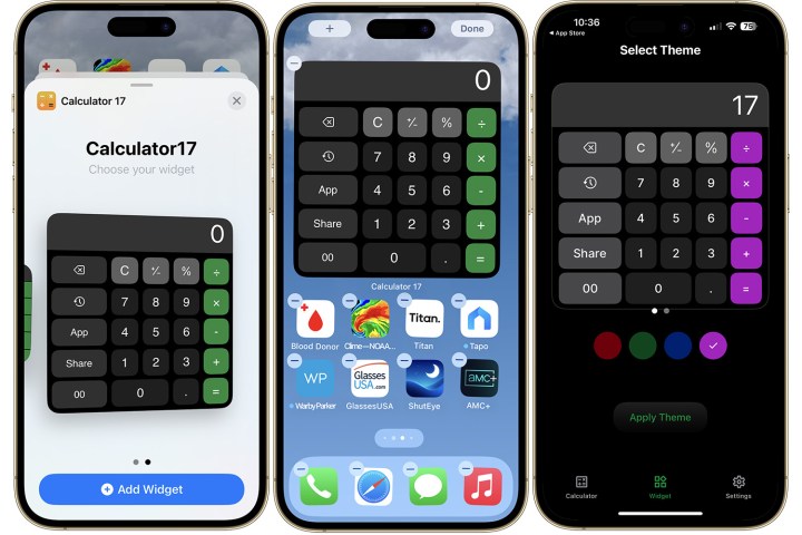 Screenshots showing the Calculator 17 app on iPhone.