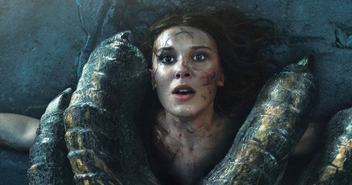A woman is trapped underneath a dragon in Damsel.