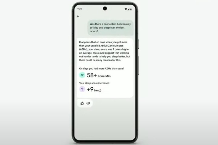 Personalized AI recommendations in Google Fibit app.