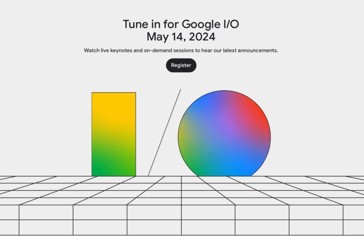 وب‌سایت Google I/O 2024 که تاریخ زوج 14 مه 2024 را نشان می‌دهد.