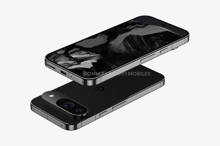 Un render del smartphone Google Pixel 9 en negro.
