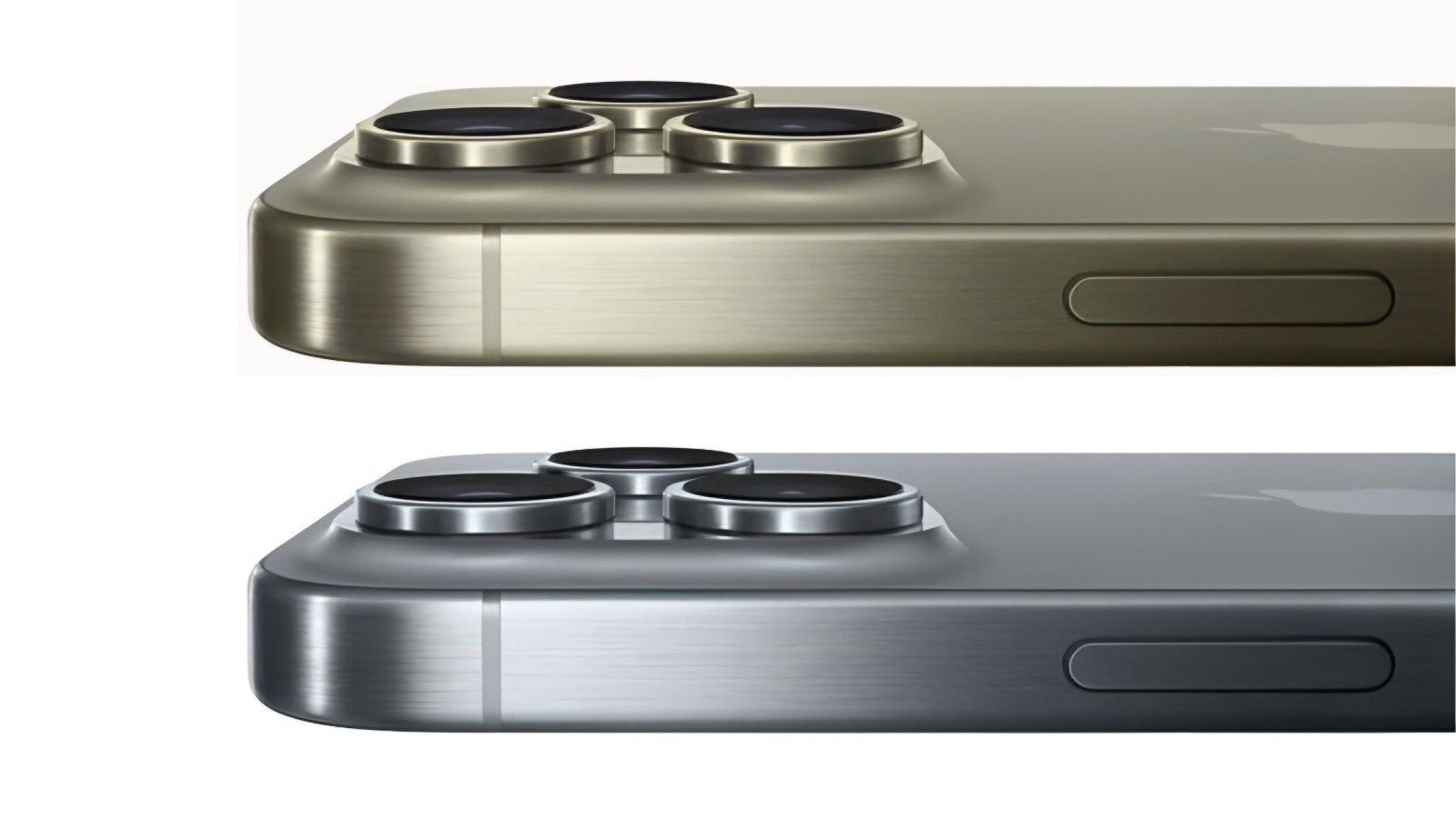 Утечка рендеринга iPhone 16 Pro в цветах Desert Titanium и Titanium Grey.