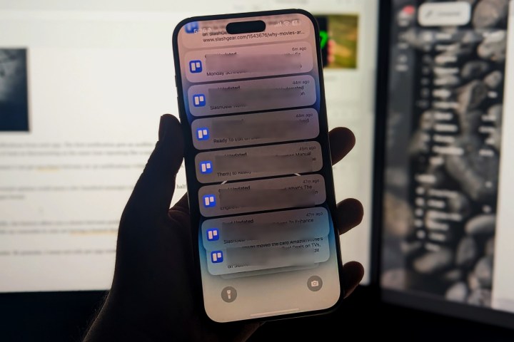 Notification cards on iPhone 15 Pro Max. 