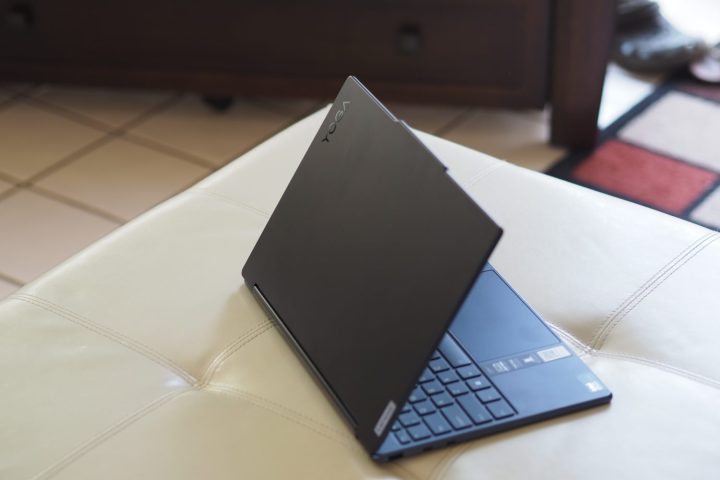 Lenovo Yoga 9i Gen 9 rear view showing lid and logo.