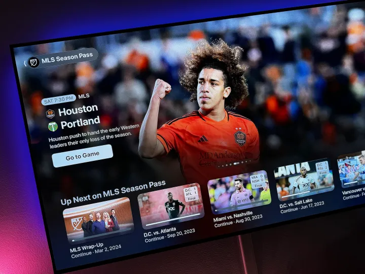 Apple TV 上的 MLS 季票。