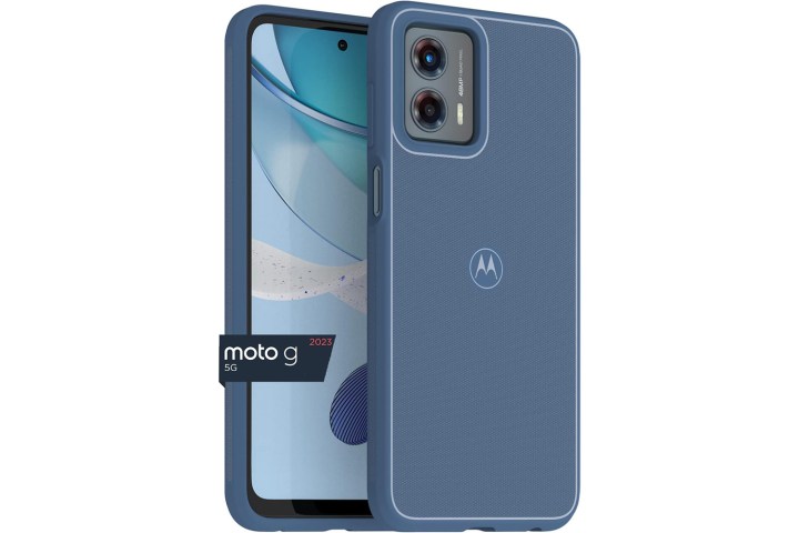 Motorola Moto G 5G 2023 textured protective case in blue.