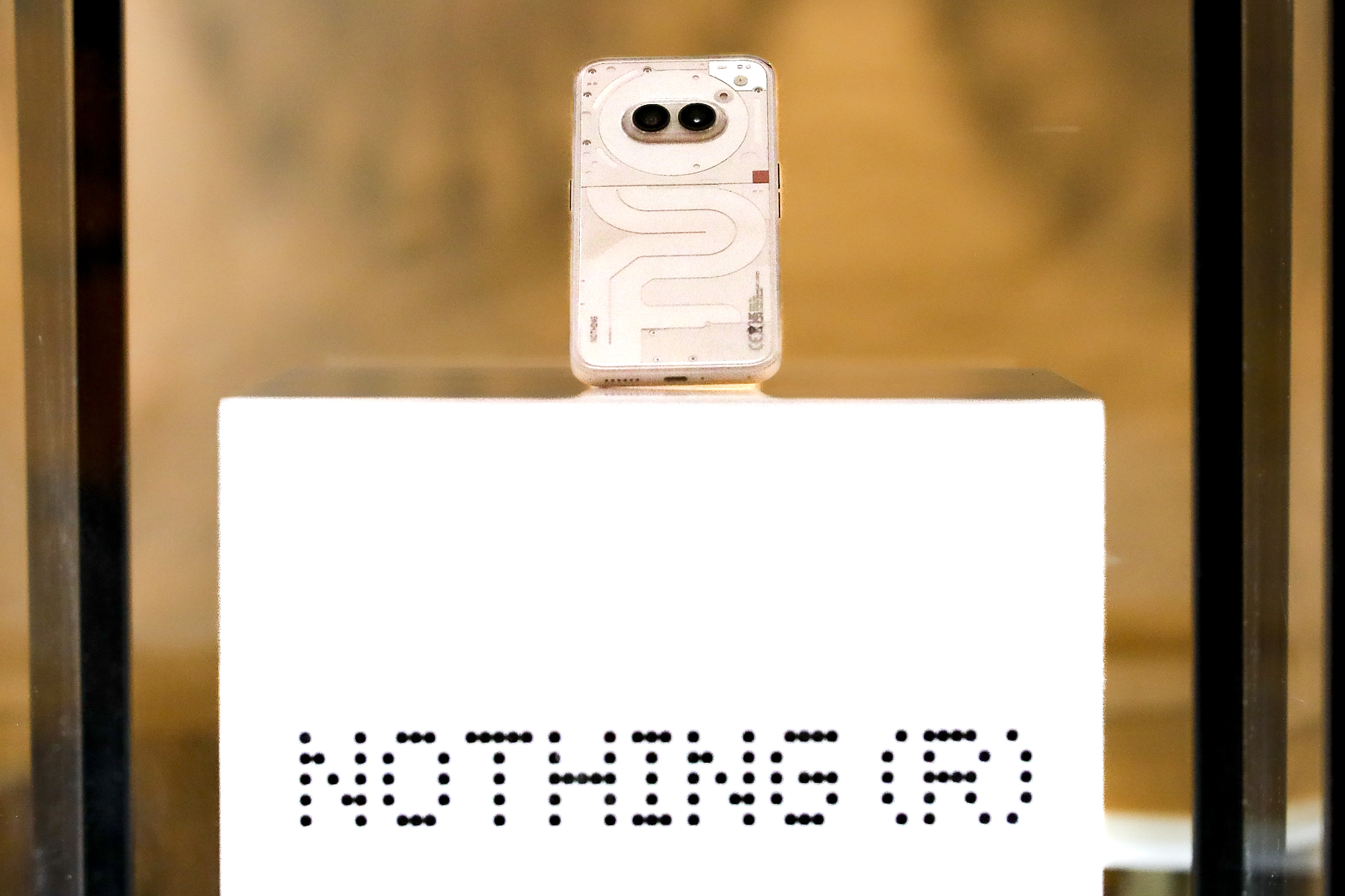 The Nothing Phone 2a's design shown off in-person at MWC 2024.