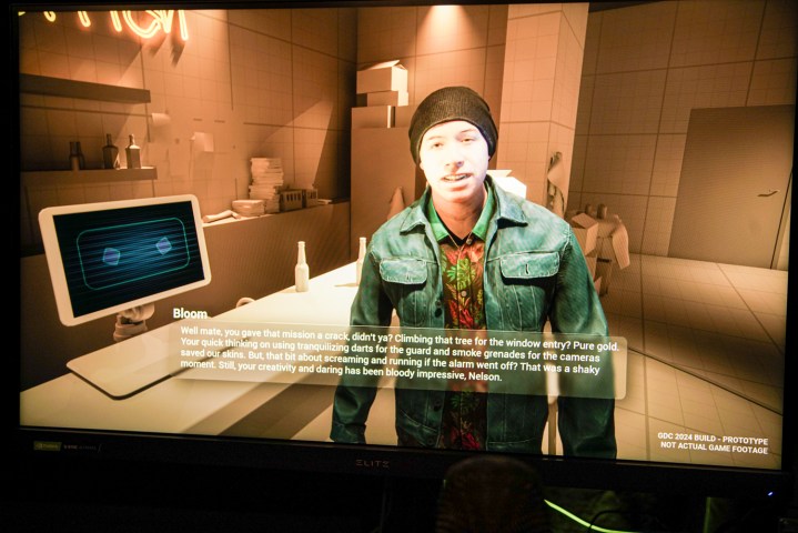 The AI-driven demo from Ubisoft showing a character in dialogue.