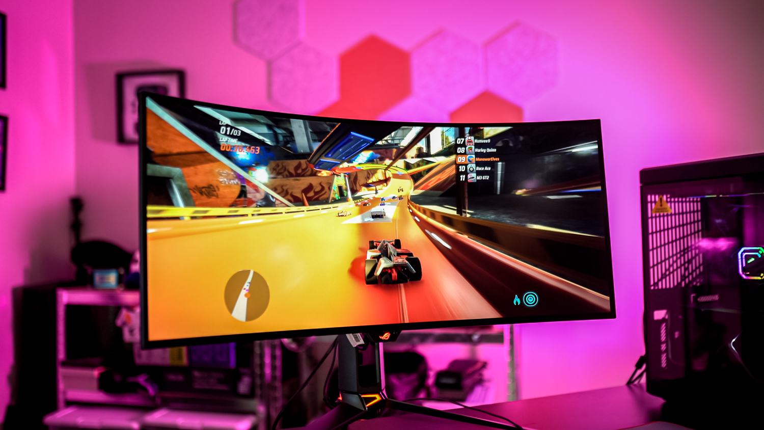 Hot Wheels Unleashed on the Asus ROG PG34WCDM.