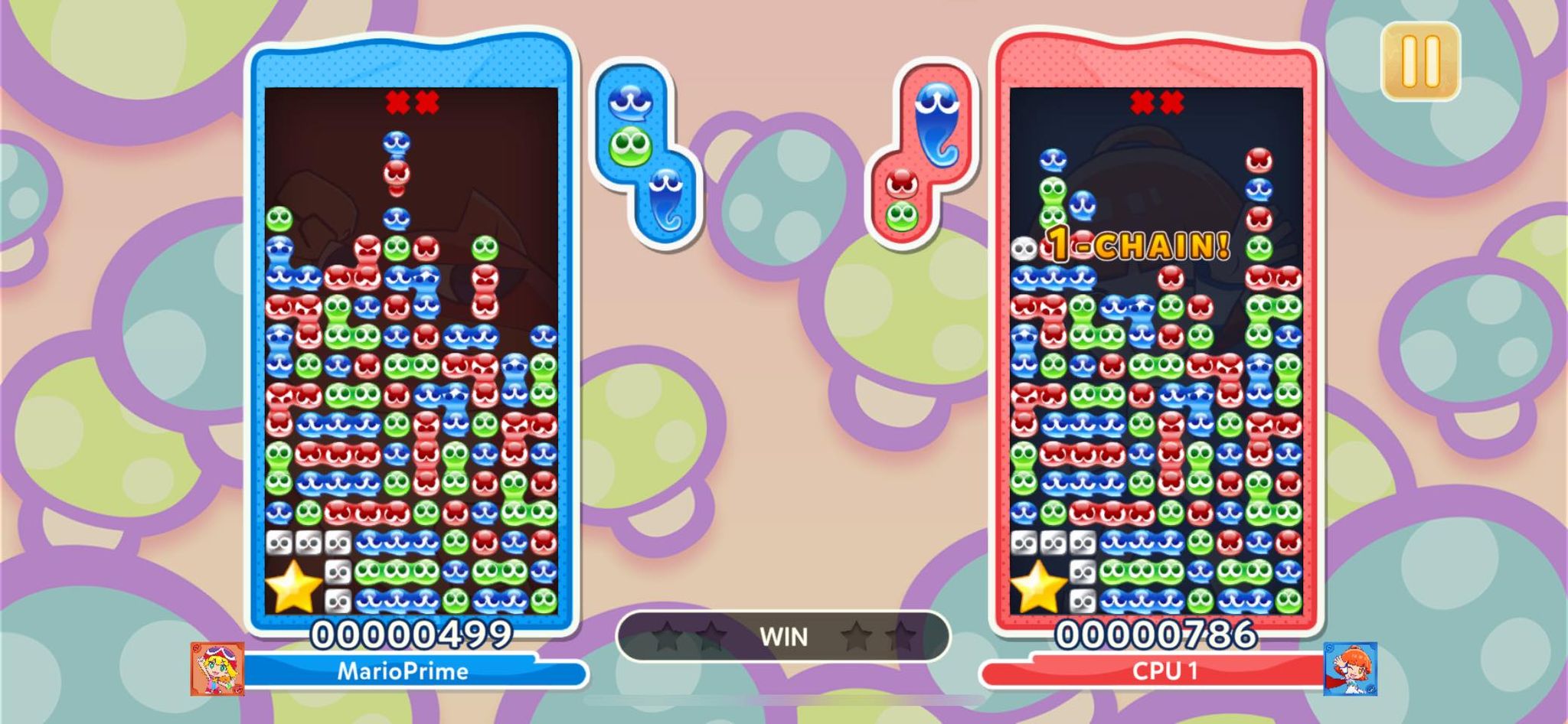 Players compete in Mini Excavation mode in Puyo Puyo Puzzle Pop.