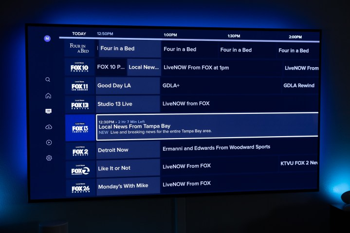 A rede Fox local conforme vista no guia ao vivo da Sling TV.