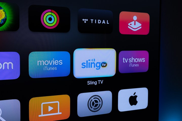 Sling TV app icon on Apple TV.