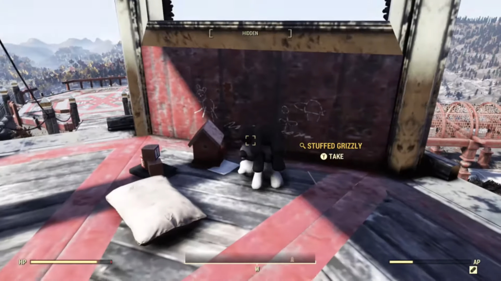 Three teddy bears lying on top of each other in Fallout 76.