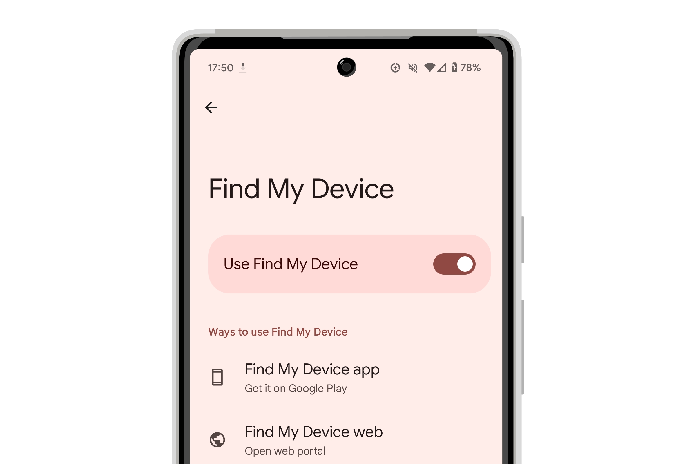 Android 14-এ আমার ডিভাইস সেটিংস খুঁজুন।