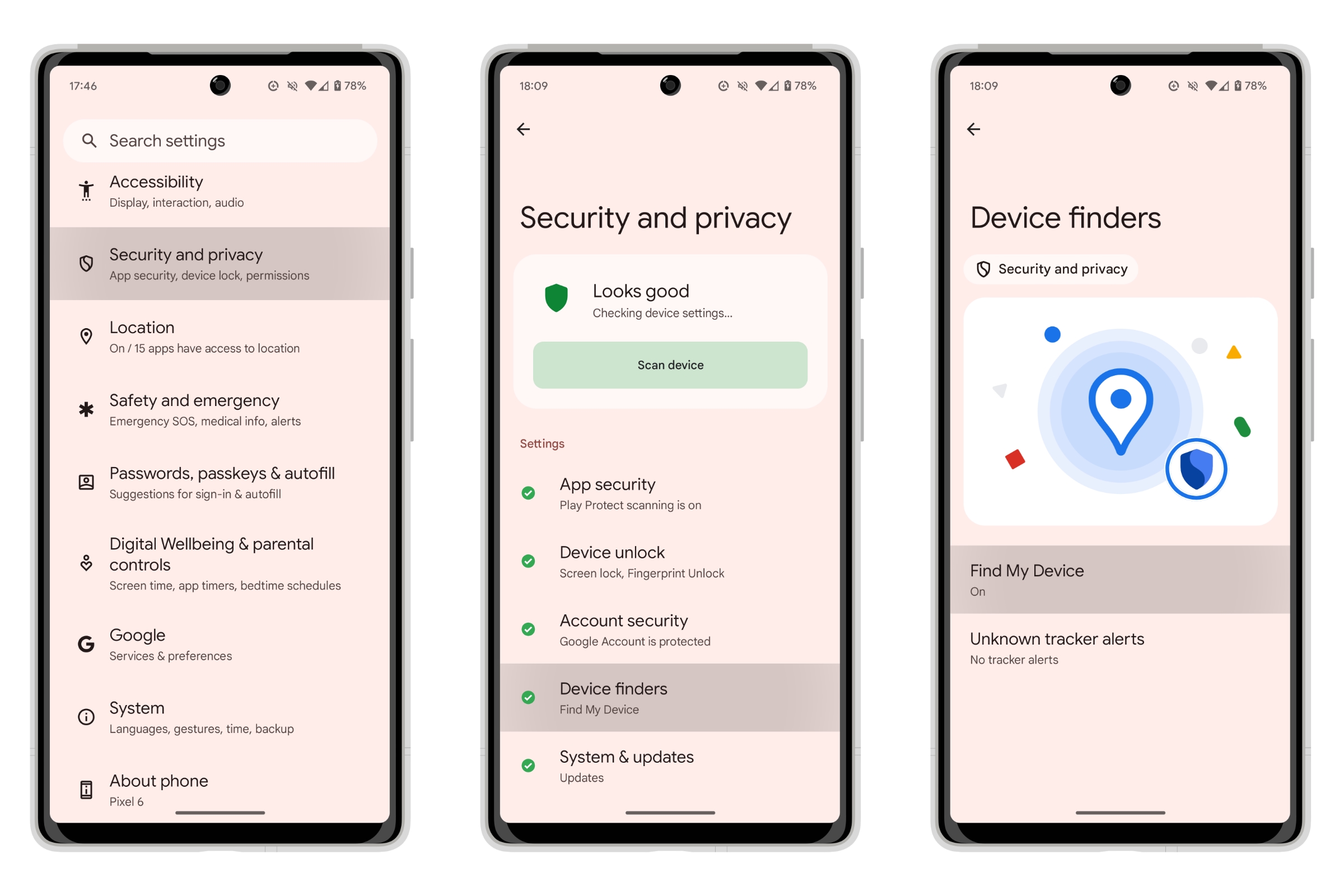 Android 14-এ আমার ডিভাইস সেটিংস খুঁজুন।