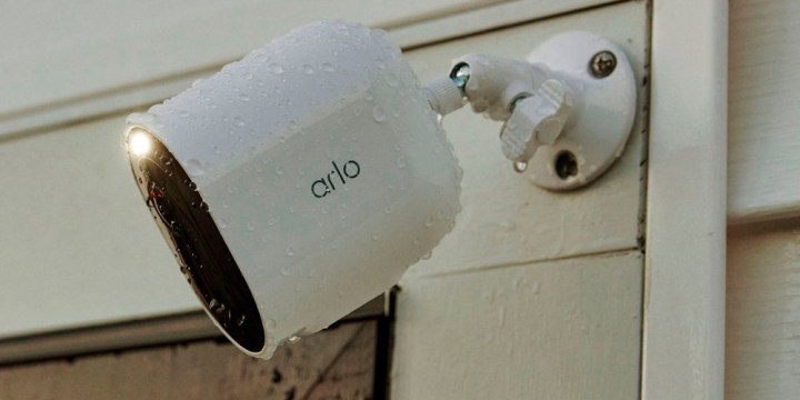 A Arlo Pro 5S mounted on a wall.