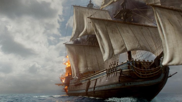 A ship is in dire straits in the season 2 premiere of Black Sails.