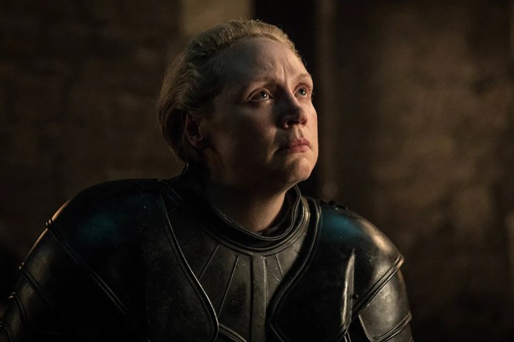 Brienne of Tarth looks up in episode 2 of Game of Thrones season 8.