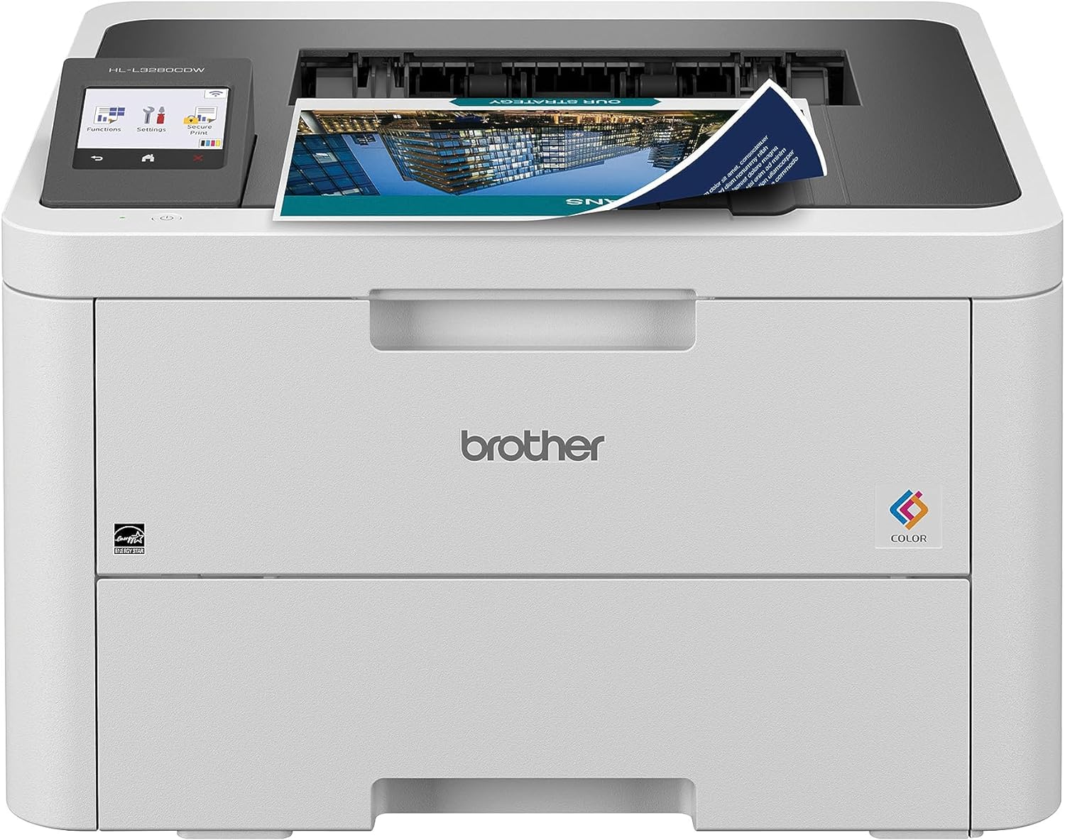 Brother HL-L3280CDW 제품이 흰색 배경에 촬영되었습니다.