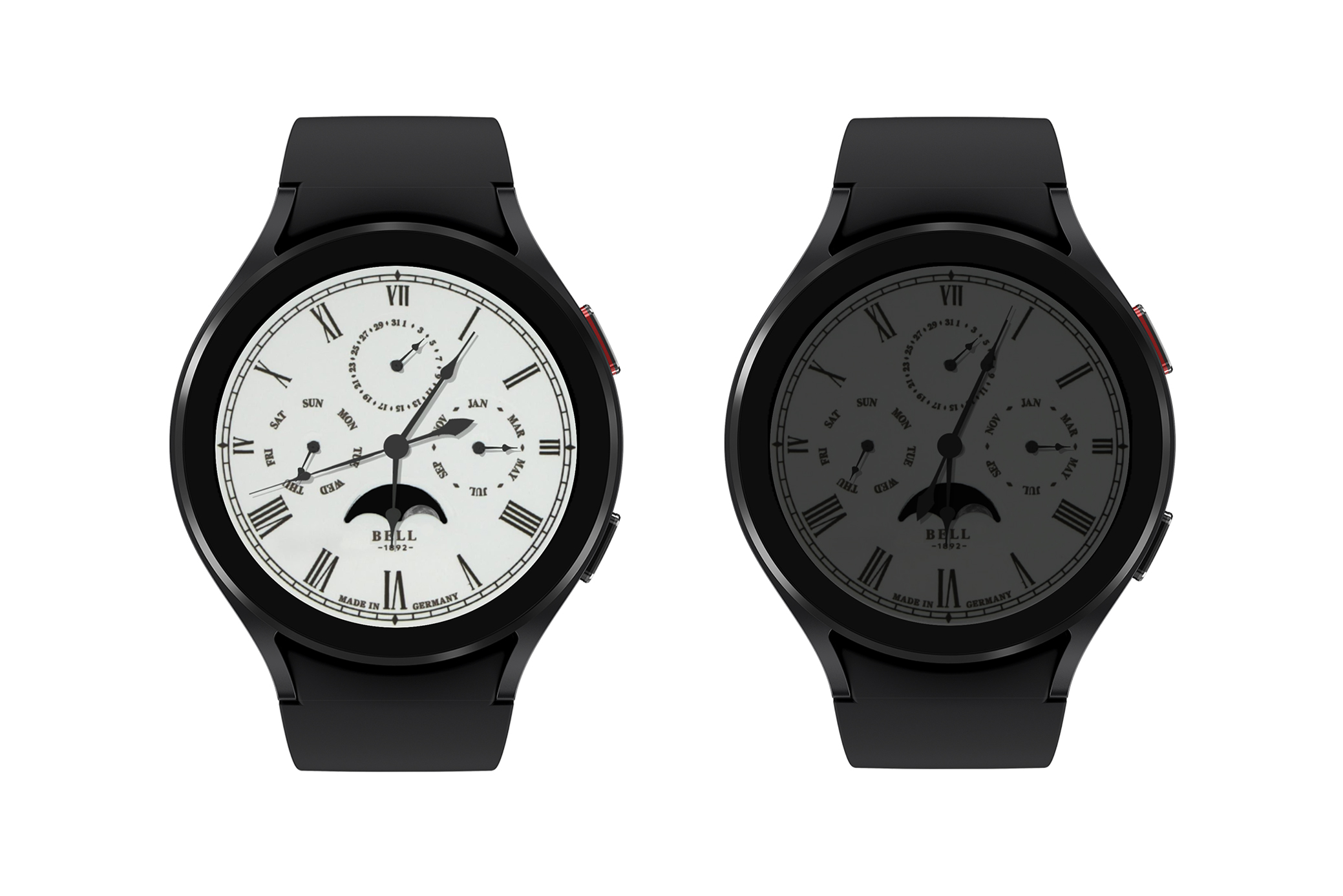 Calendar Full White Facer Wear OS watch face for Samsung Galaxy Watch.