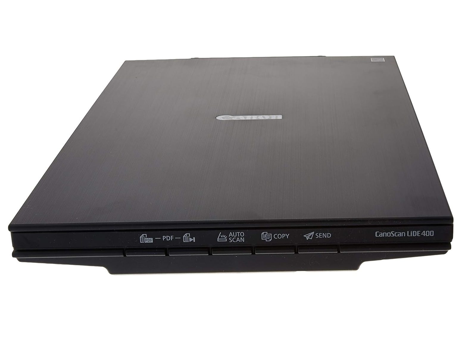 A side view of the Canon CanoScan Lide 400 photo scanner.