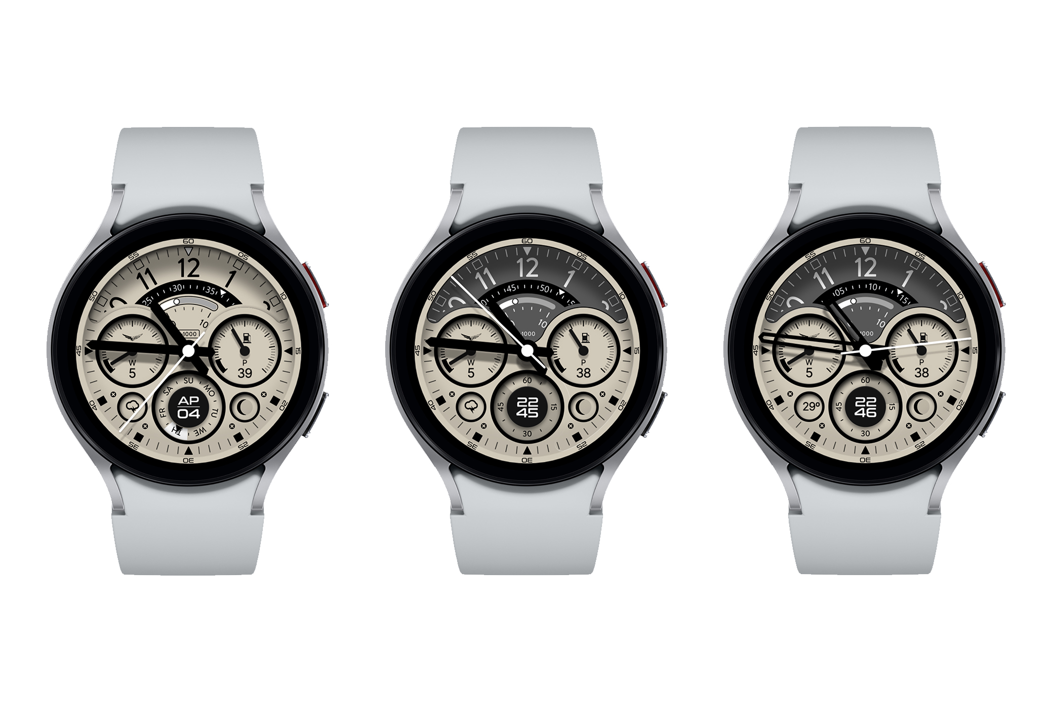 Evoque Facer Wear OS watch face for Samsung Galaxy Watch.