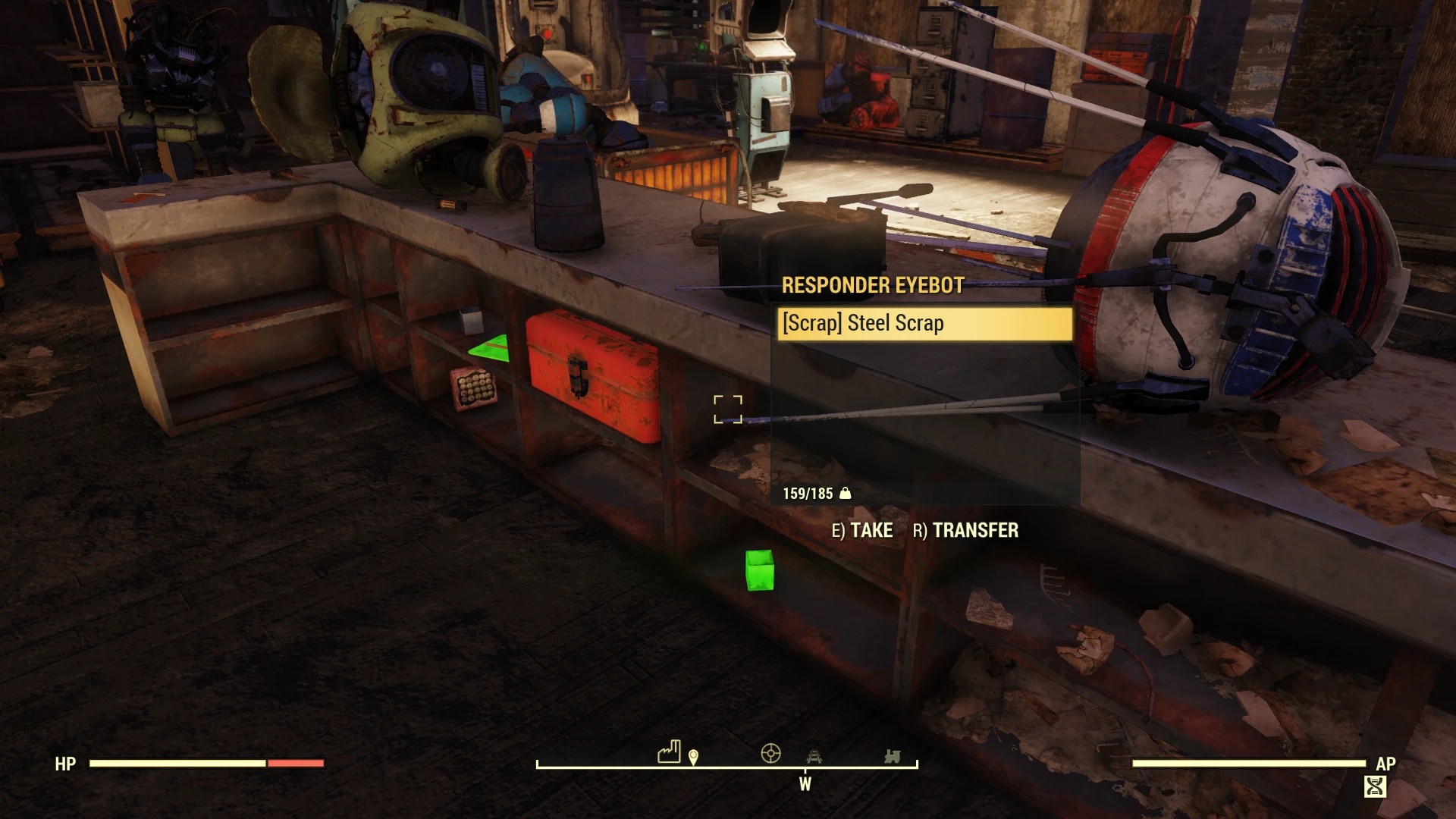 Glowing items on a shelf in Fallout 76.