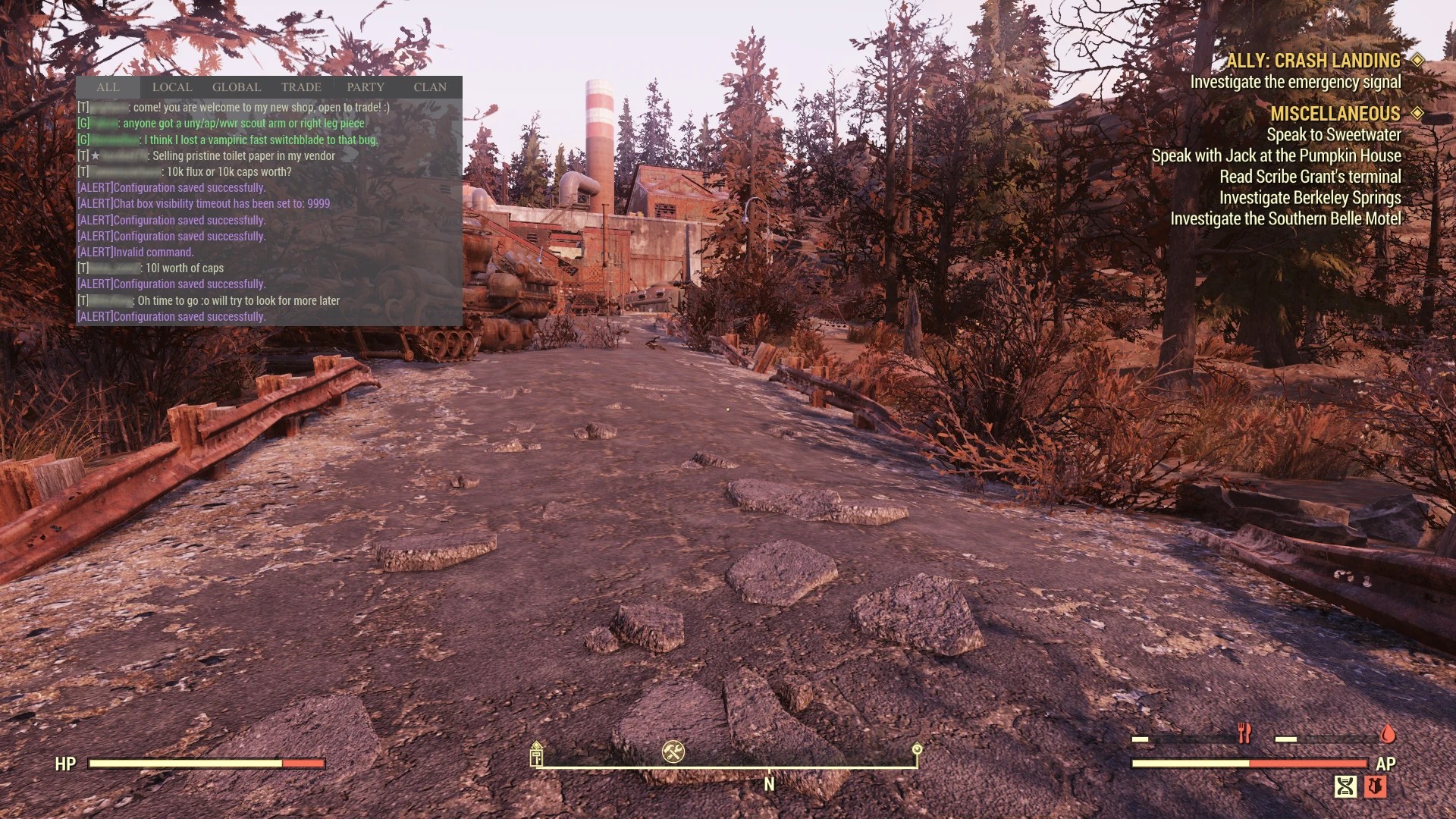 Fallout 76 with a text box added.
