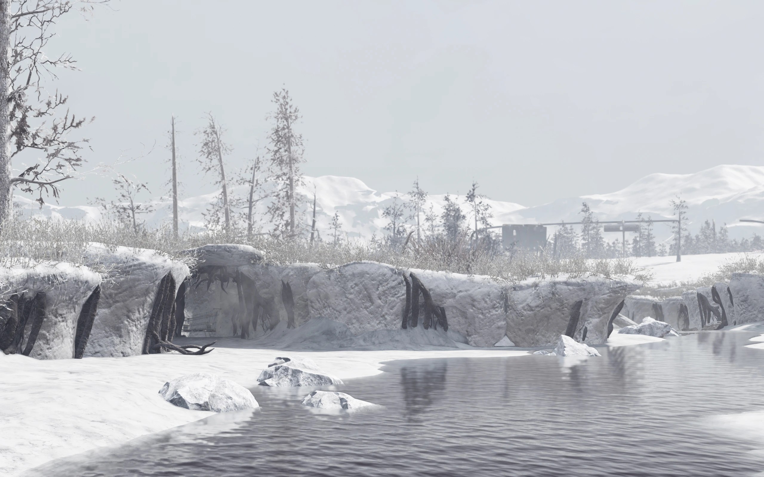 Fallout 76 covered in snow.