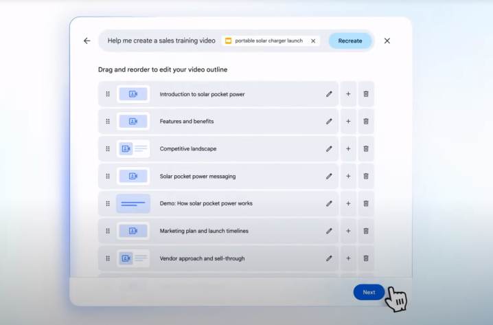 A screenshot of running Google Vids in Google Workspace