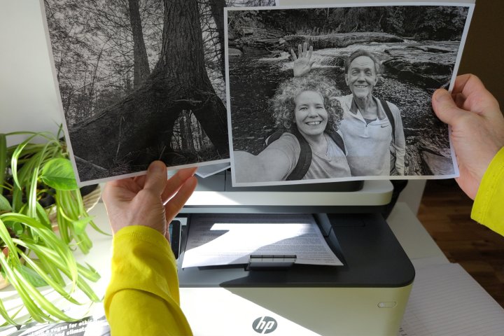 HP's LaserJet Pro MFP 3101fdw prints black-and-white photos with surprisingly good quality.