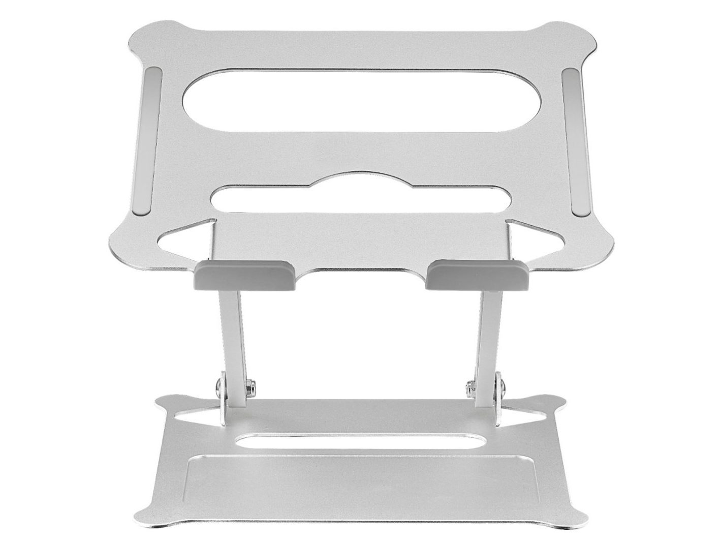 The Insignia Ergonomic Laptop Stand in a lifted position.