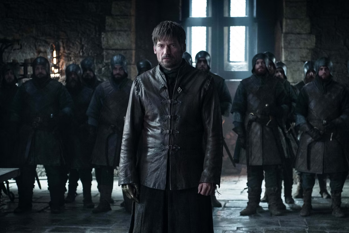 Jaime Lannister stands in Winterfell's grand hall in episode 2 of Game of Thrones season 8.