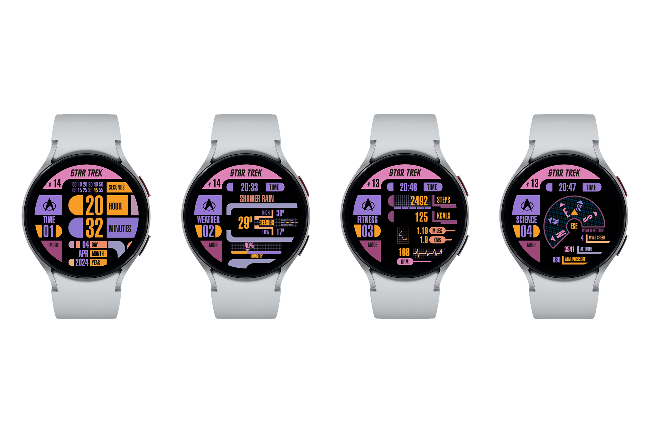 LCARS 2.0 Start Trek Facer Wear OS watch face for Samsung Galaxy Watch.