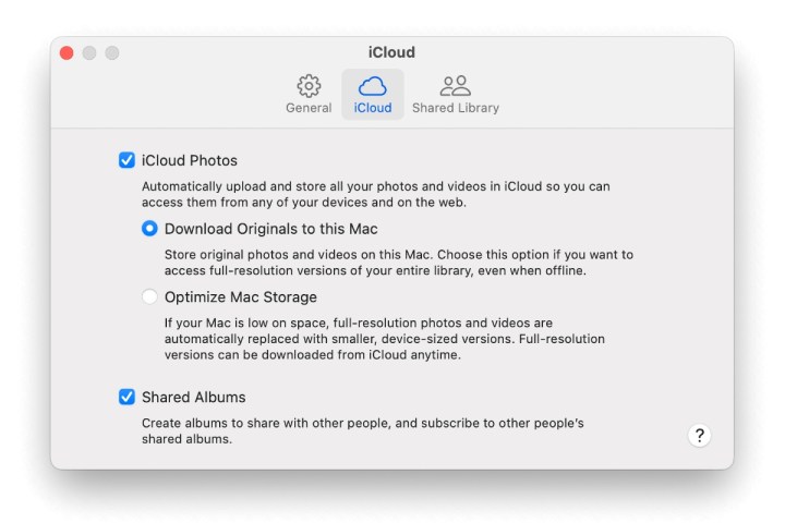 Enabling iCloud Photos in Mac Photos app.
