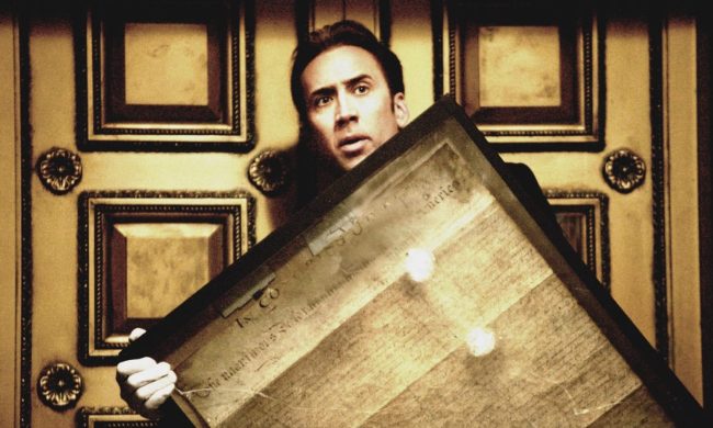 Nicolas Cage holds the Declaration of Independence.