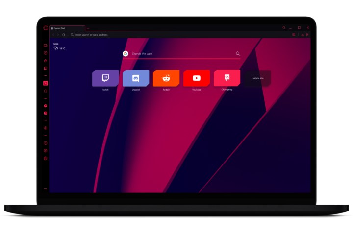 مرورگر وب Opera GX روی صفحه نمایش لپ تاپ نمایش داده می شود.