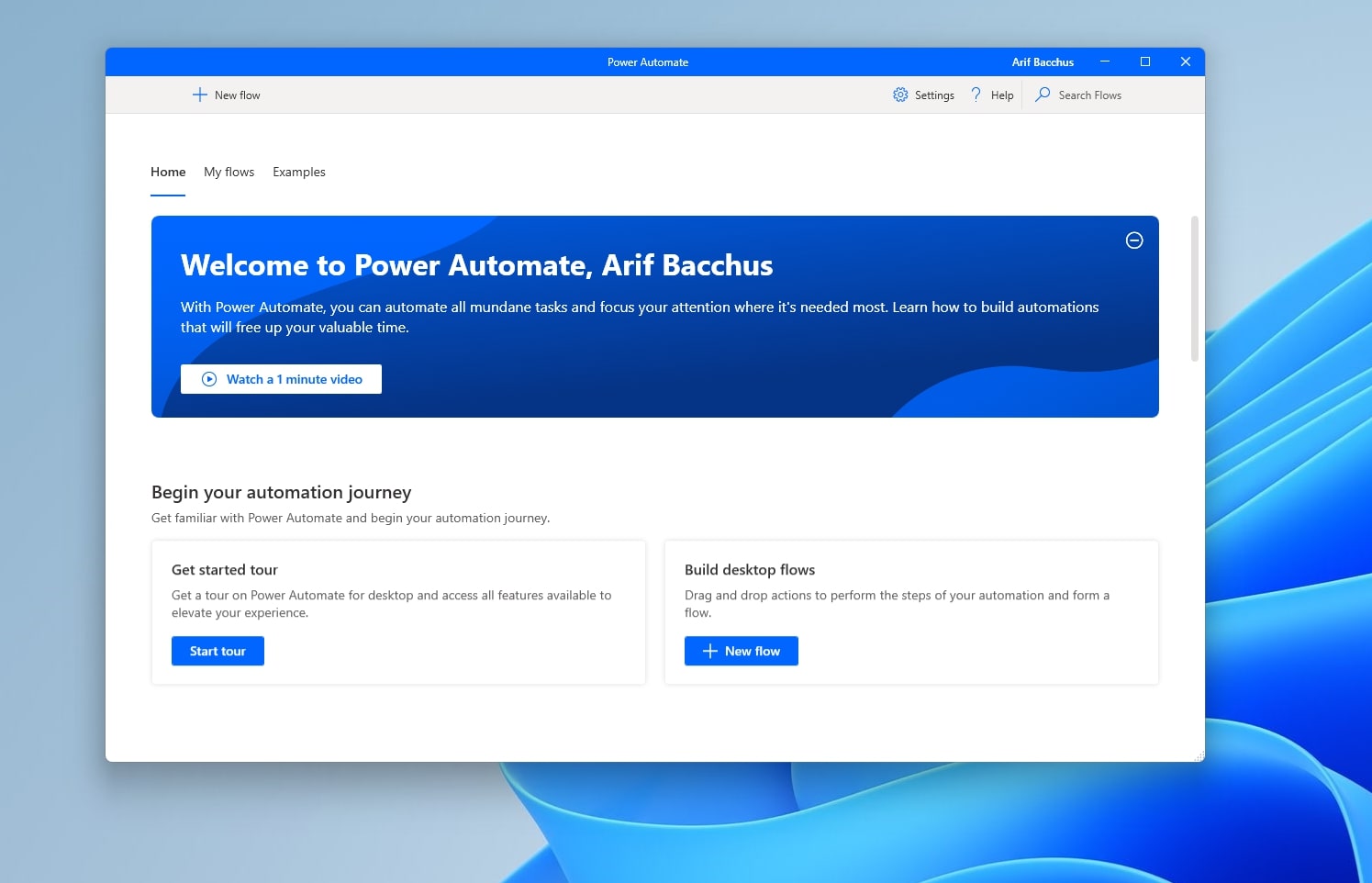 A screenshot of Power Automate on Windows 11