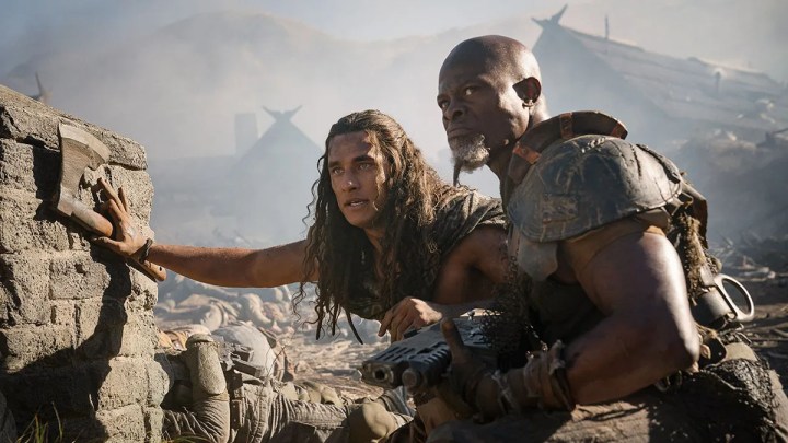 Staz Nair and Djimon Hounsou in Rebel Moon: – Part Two The Scargiver.