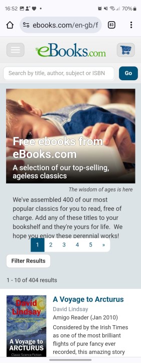 eBooks.com 的免费图书页面。