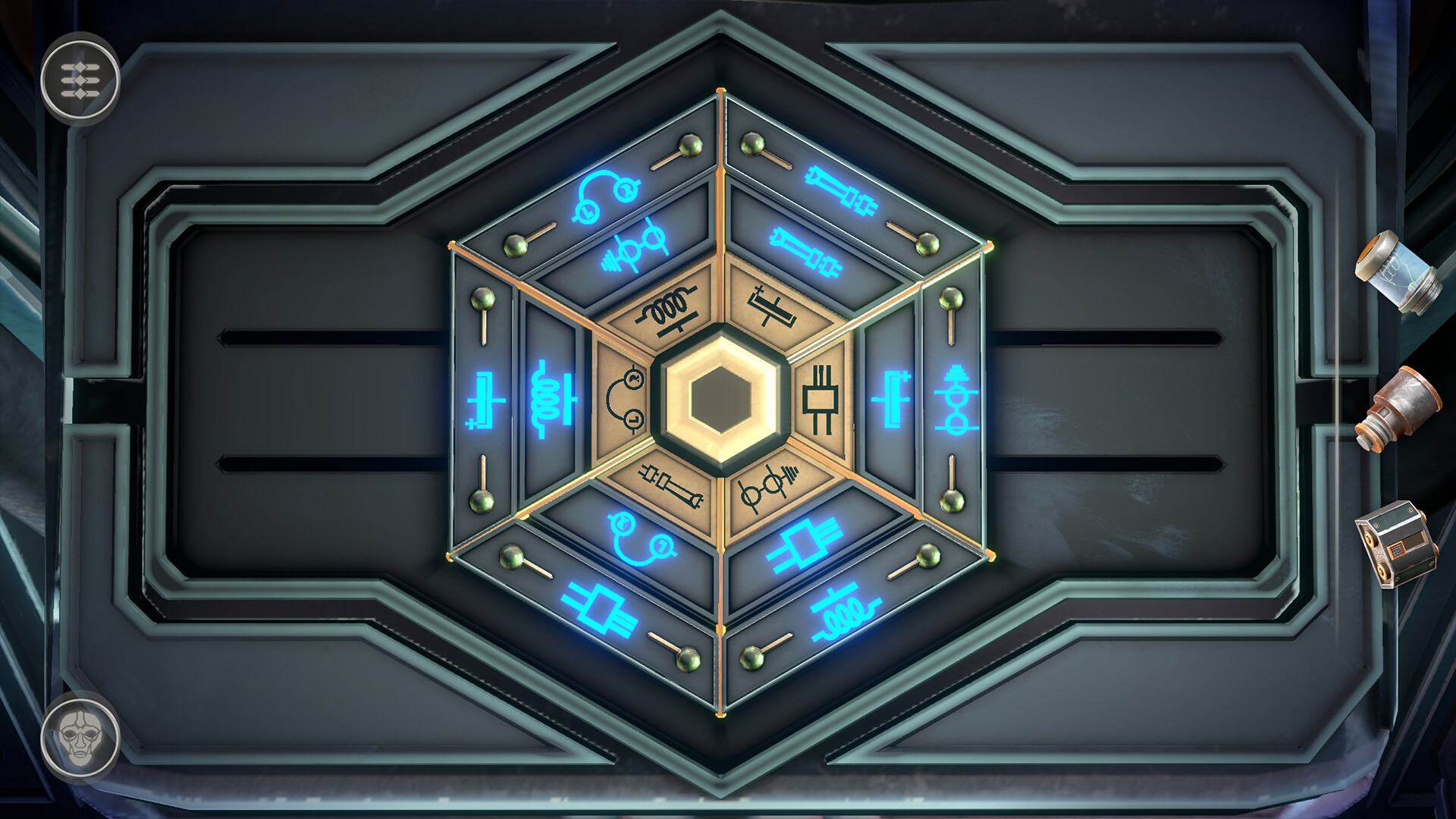 Symbols appear on a puzzle in Boxes: Lost Fragments.