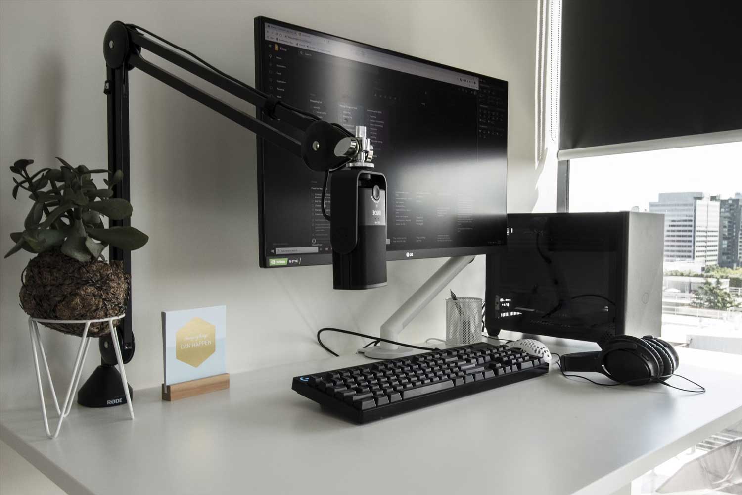 Clean minimalist desk setup.