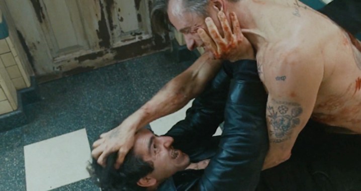 A nude man fights another man in Eastern Promises.